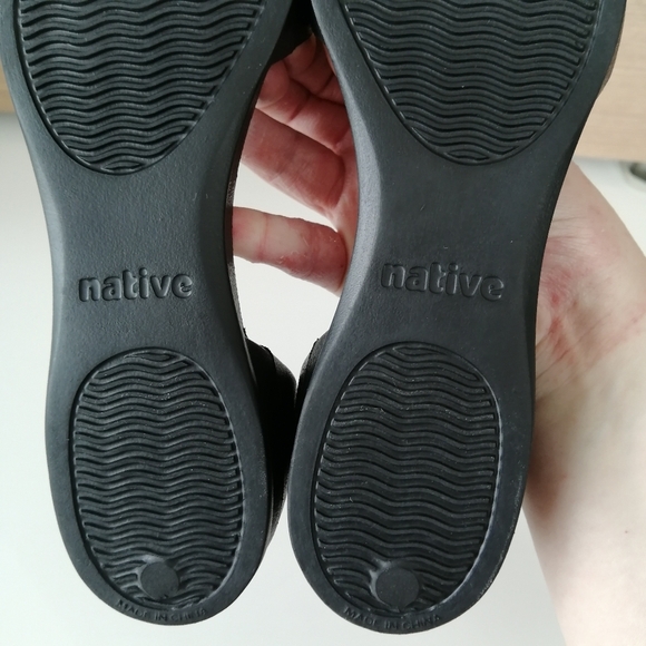 Native Audrey D'Orsay Black Pointed Toe Flat Rubber Comfort Waterproof Slip On 7 - Picture 7 of 14